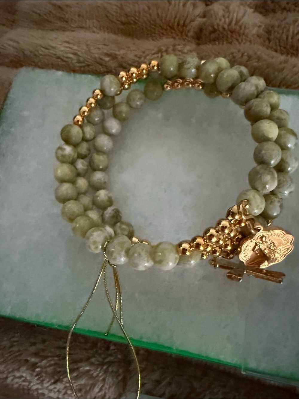 NWT-Made in Ireland Connemara marble rosary bracelet